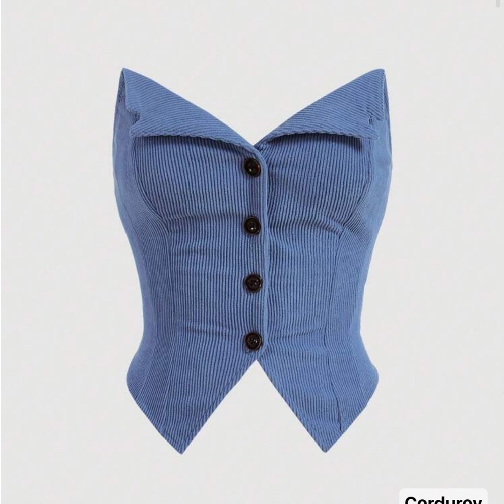 SHEIN Light Blue Corduroy Vest